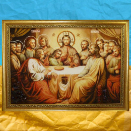 Ікона з бурштину Таємна Вечеря  40*60