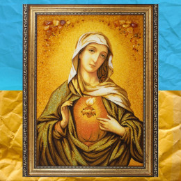 Ікона з бурштину Пресвятої Богородиці Діви Марії католицька  20_30