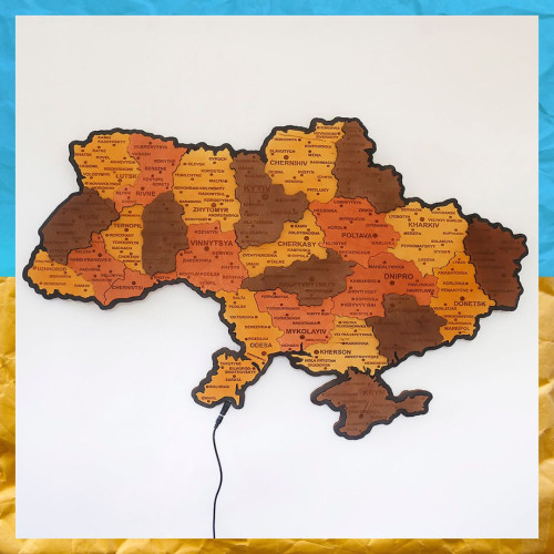 Карта України настінна середня  англійською з підсвіткою 92.5*64.6 см