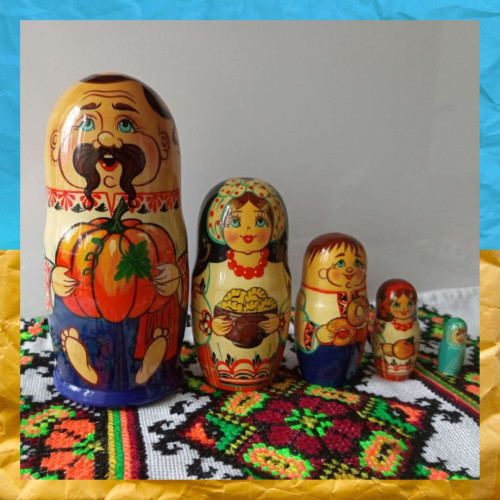 Матрьошка хлопчик українець п’ять  фігуркок 16 см