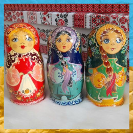 Дерев'яна лялька 5-х квіткова, 16 см Дерев'яна лялька 5-х квіткова, 16 см