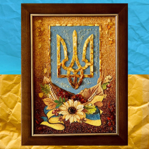 Картина з бурштину  Герб України  30*40