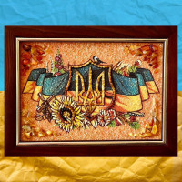 Герб України картина з бурштину 40*30 Герб України картина з бурштину 40*30
