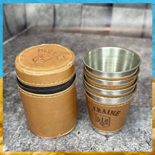 Набір чарок Україна 4шт у чохлі 75 мл Набір чарок Україна 4шт у чохлі 75 мл